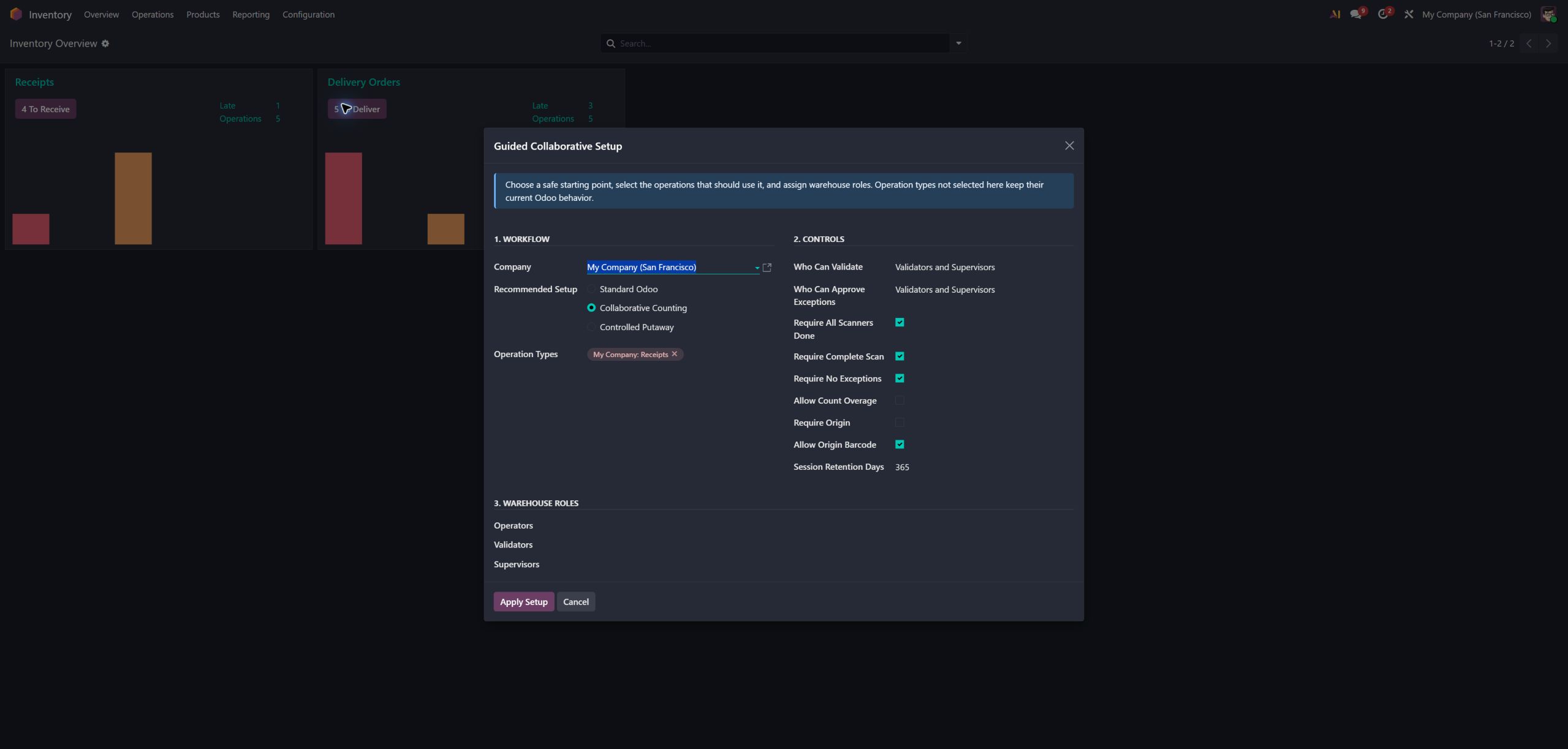 Collaborative Scanning guided setup in Odoo 19